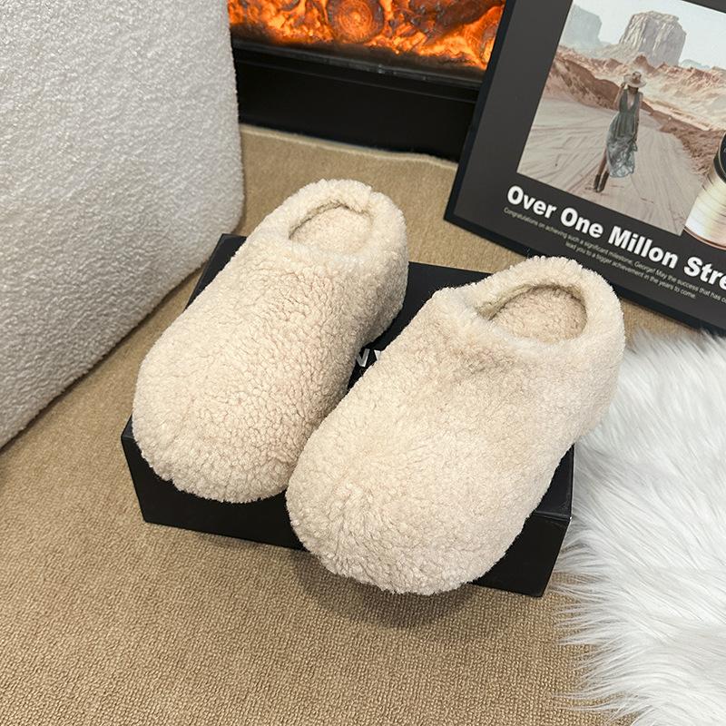 Women's Baotou lightweight and comfortable a footstirrup heightening winter warm cold padded non-slip wear-resistant leisure cotton slippers