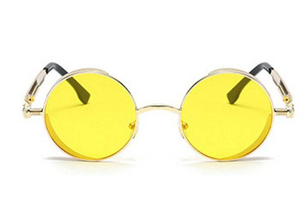 Versatile European-American Steampunk Metal Sunglasses with Spring Legs - Model 58028