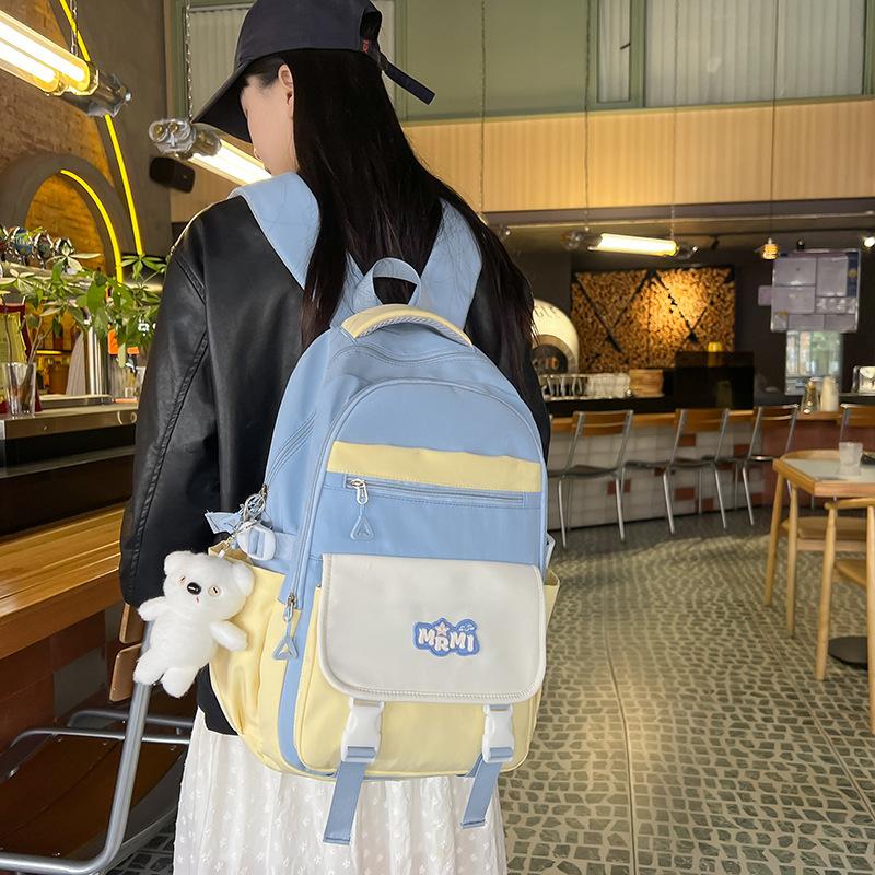 High-value contrasting schoolbag female junior high school students large-capacity new high school students primary school students backpack