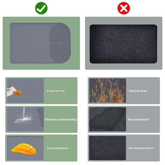 Silicone Coffee Maker Mat Kitchen Countertop Drying Mat Anti-slip Rectangle Quick Dry Dish Bowl