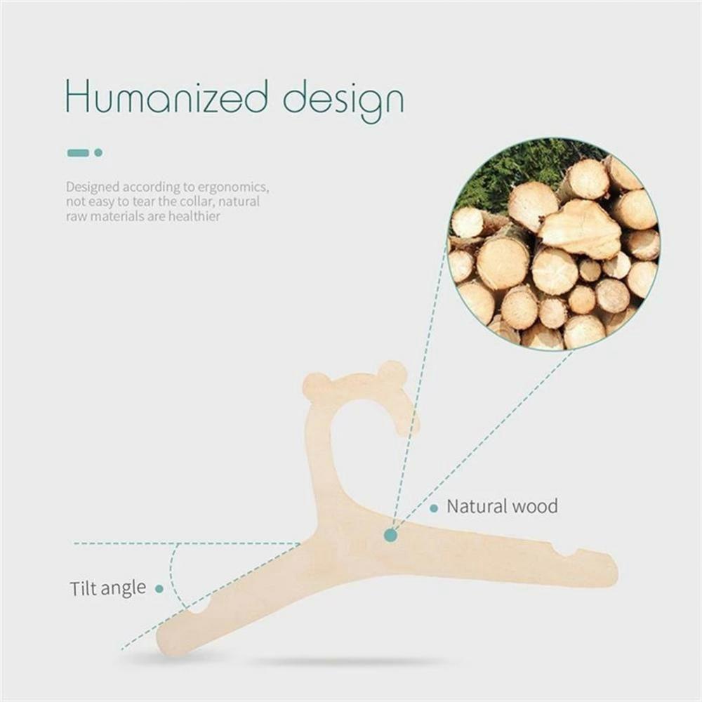 Baby Holder Hanging Wooden Drying Rack Kid Clothes Hangers Hat Hook Storage Organizer