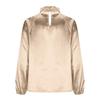 Damen Minimalistisch Hoher Halsausschnitt Farbe Plissiert Lässig Vielseitig Satin Langarm T-Shirt Top