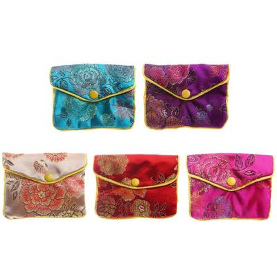 Gifts Floral Snap Zipper Coin Purse Buckle Brocade Jewelery Bag Jewelery Storage Handbags Wallet
