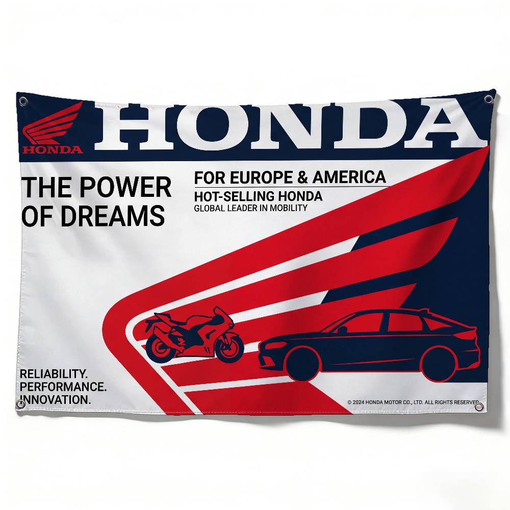 FÜR HONDA RACING Flagge 120g Gebürstetes Polyester Sublimationsdruck Langlebige Hängeflagge Für Heimdekoration Event Abschlussgeschenk