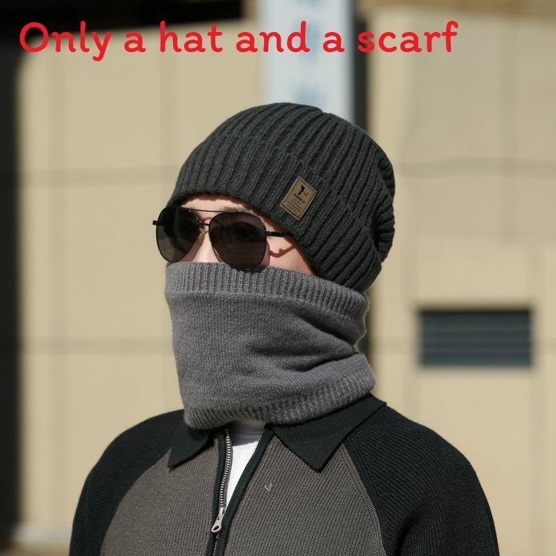 Gestrickte Wintermütze mit Buchstabenstickerei für Herren Kälteschutz