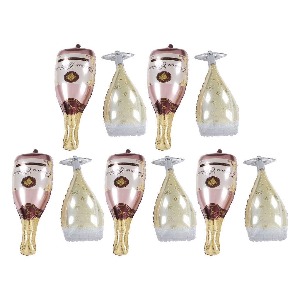 5set Champagneballong Roséguld Ölflaska Vinglasform Återanvändbara Partyballonger Dekorationer