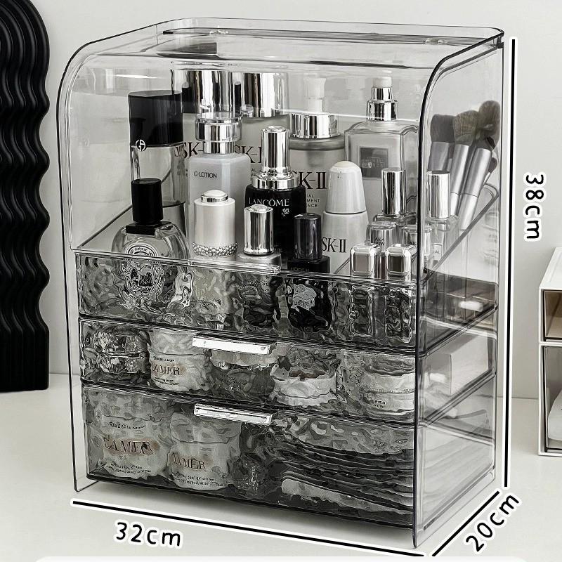 Large Capacity Dustproof Cosmetic Storage Box for Skincare, Lipstick, and Masks