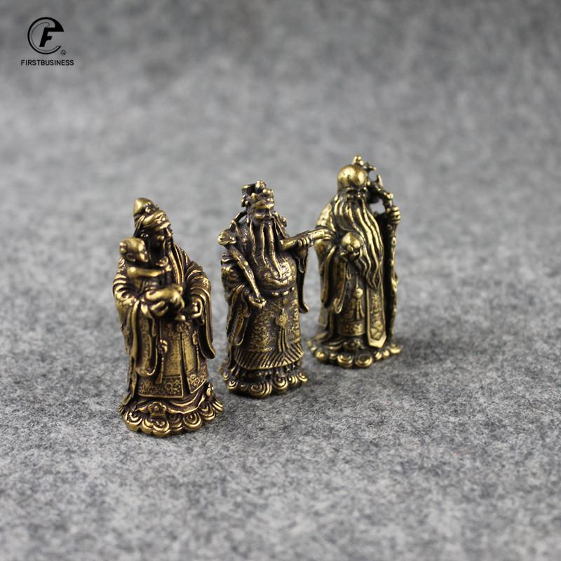 Pure Copper Fulu Shou Three Immortals Home Decorations Hollow out Lucky Star Longevity Star Antique Miscellaneous Handheld Coppe