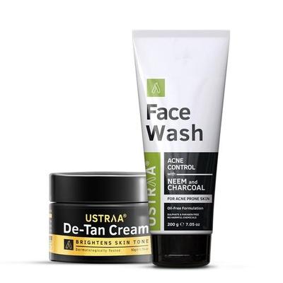Face Wash Acne Control - With Neem & Charcoal - 200g - Oil Control, Prevents Acne & De-Tan Face Cream For Men - 50g