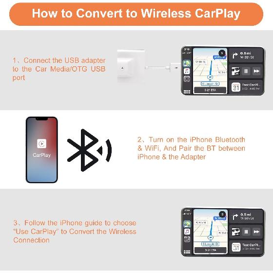 

Беспроводной адаптер CarPlay для Apple iPhone IOS7+ Преобразователь проводного CarPlay в беспроводной донгл, Беспроводной Car Play, Подходит для автомобиля с заводским CarPlay с
