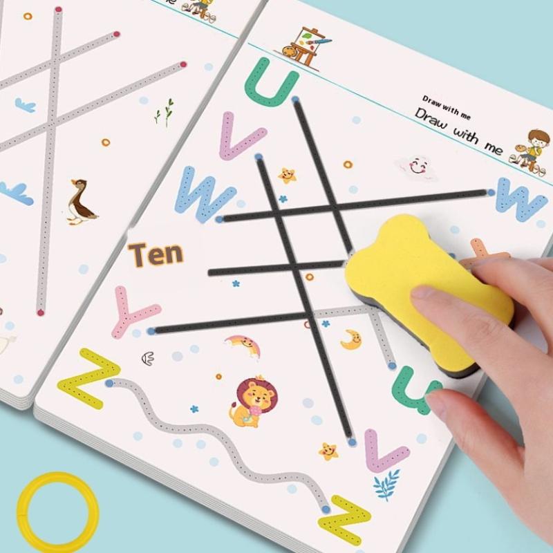 32 Pages Writing Drawing Educational Picture Books Toddler Pen Control Training Workbook Baby Magical Tracing Practice Copybook