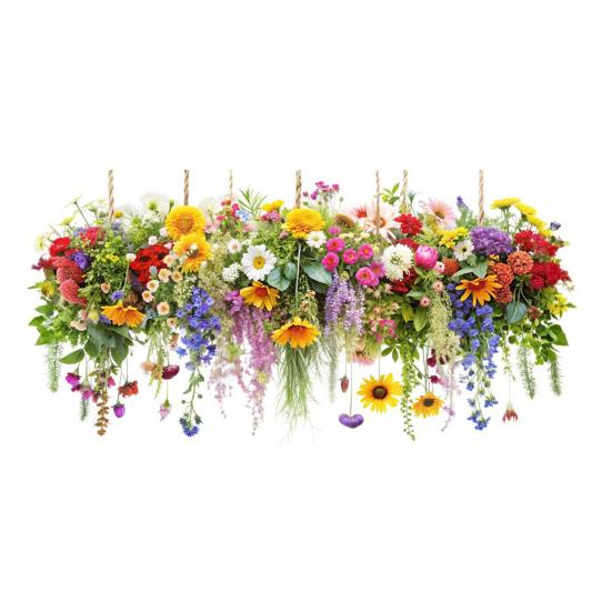 Colorful Floral Window Sticker Removable Flower Window Clings Waterproof Static Window Decal for Home Office Bedroom Bathroom Decor