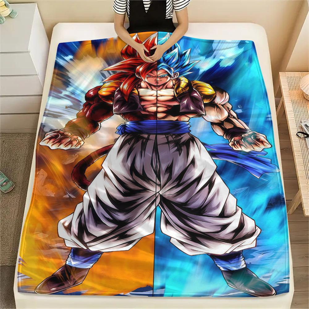 Dragon Ball Son Goku Flannel Blanket Trendy Print Fit For Bedroom Chair Sofa Bed Picnic Travel -HE21
