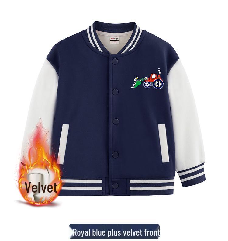 Children's Versatile Baseball Jacket - Spring & Autumn Velvet Cardigan for Boys