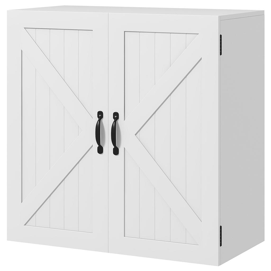 Country-Style Wooden Bathroom Wall Cabinet with Adjustable Shelf. 60x30x60cm. White