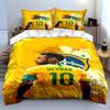Ensemble de literie de football Neymar Jaune Parure de lit Housse de couette Taies d'oreiller Décoration de la maison (1 * Housse de couette 2 * Taies d'oreiller, sans couette)