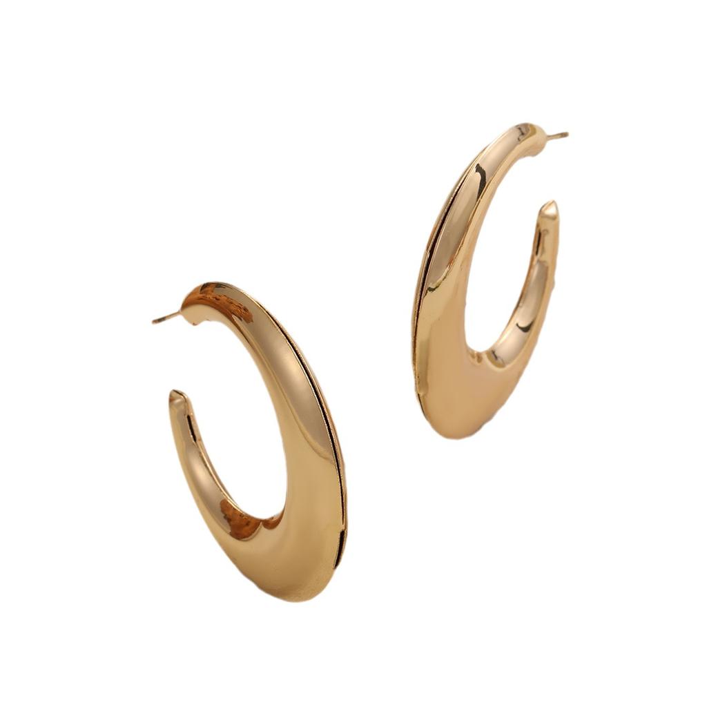 High-end Metal Earrings Women's Hong Kong Style Retro Exaggerated Personality Simple Versatile Temperament Fashion Earrings Earrings Earrings
