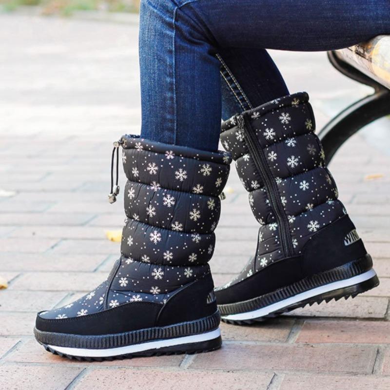 Winter Boots for Women Fashion Mid-calf Snow Boots 2025 New High Top Cotton Shoes for Women Plush Warm Winter Boots Botas Mujer