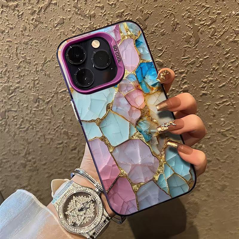 The New Colored Silver Color Stone Is Suitable for Iphone16 Mobile Phone Case Apple 15promax/14 European and American 13pro12 Personality