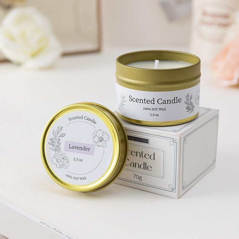 Soy Wax Scented Candle in Gold Tin - Smokeless Aromatherapy Gift Box