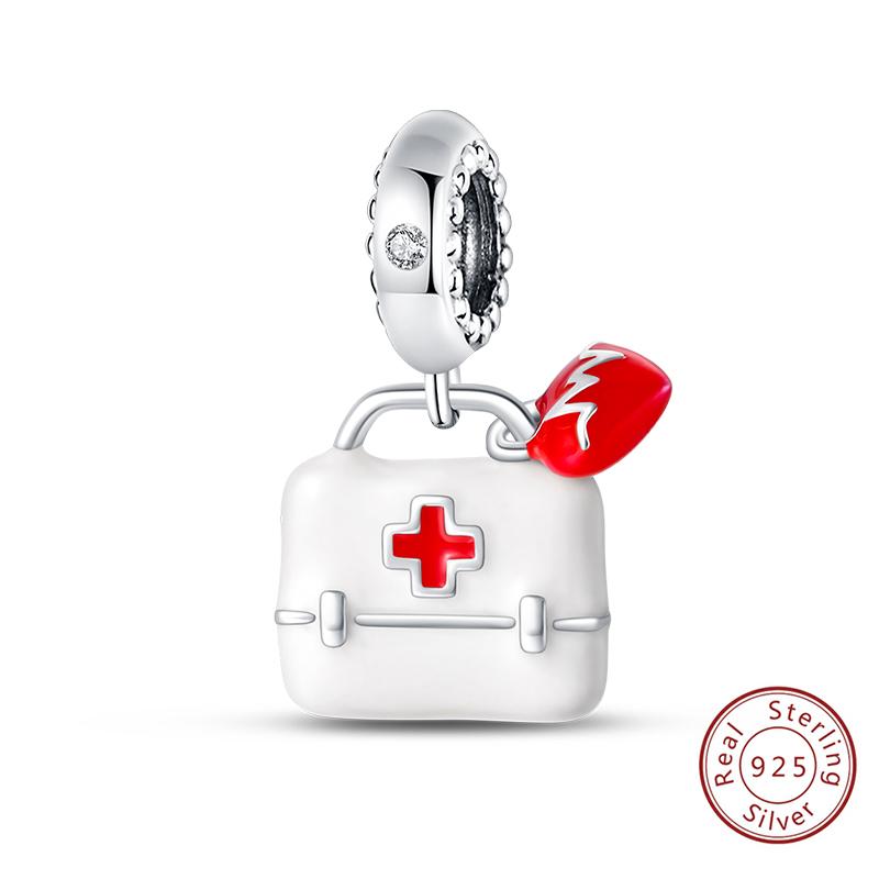 Silve Charms Beads Doctor'S Teeth Dentist Charms First Aid Kit Dangle For Bracelet Occupation Jewelry Gift