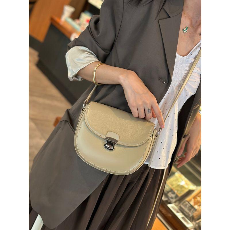 

Small Bag Women Underarm Bag 2025 New Genuine Leather Women s Bag Saddle Bag High Sense Niche Fashion Shoulder Messenger Bag Milk apricot