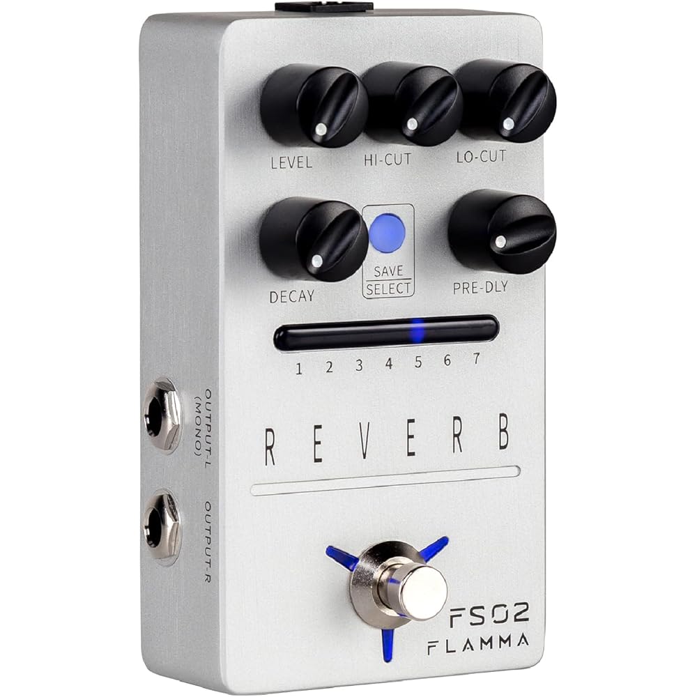 FLAMMA FS02 Digital Reverb Guitar Pedals 7 Classic Effects Trail-on Buffer Bypass Sliver Stereo D...