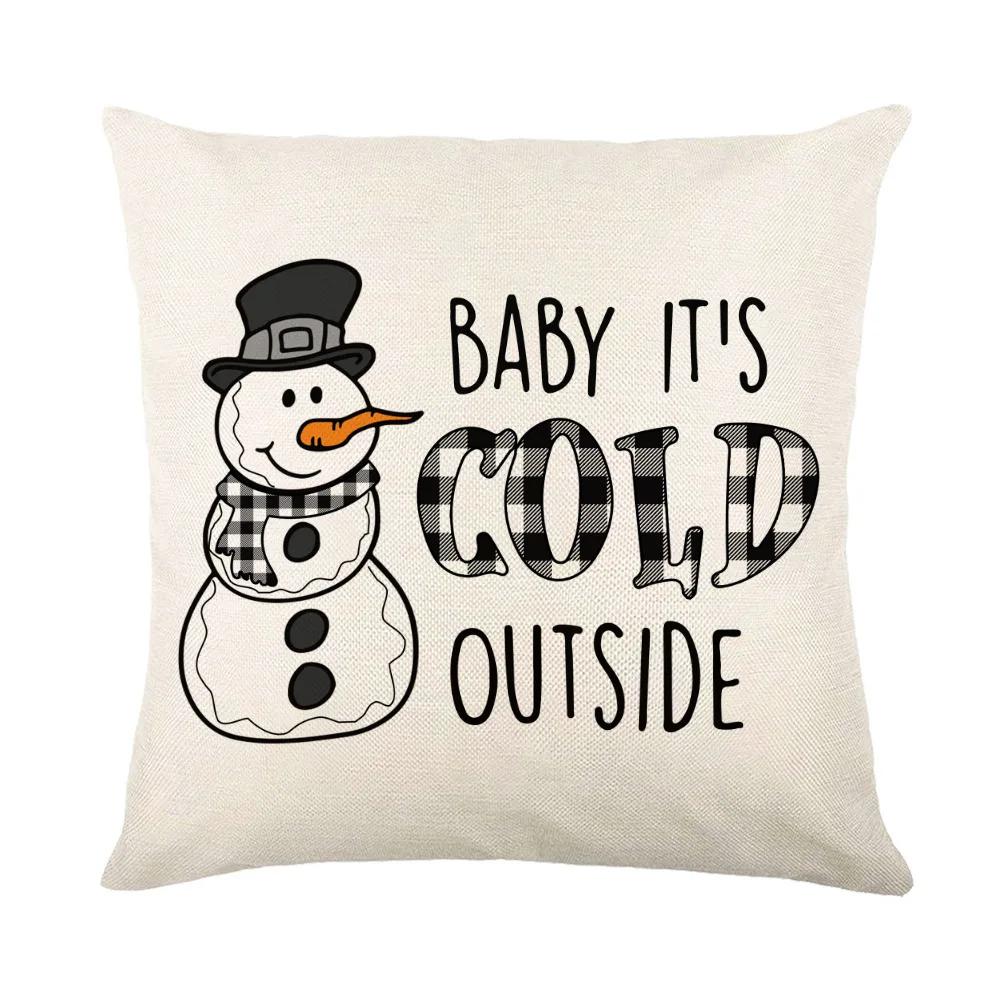 Christmas Cushion Cover Linen Pillow Covers Holiday Decoration Home Decor Salon Sofa Pillow Case Throw/Couch