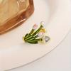 1PC Mori Small Fresh Tulip Ring Enamel Dripping Open Ring Light Luxury High Sense