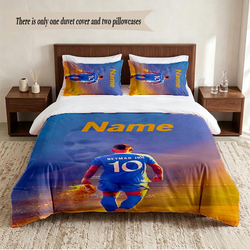 Neymar Personalized Custom Name 3‑Piece Bedding Set Soft Duvet Cover Set For Bedroom Home Decor