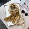 Gradient Blue Cotton-Linen Scarf: Retro Versatile Print, Long Pleated Women's Accessory for Autumn/Winter