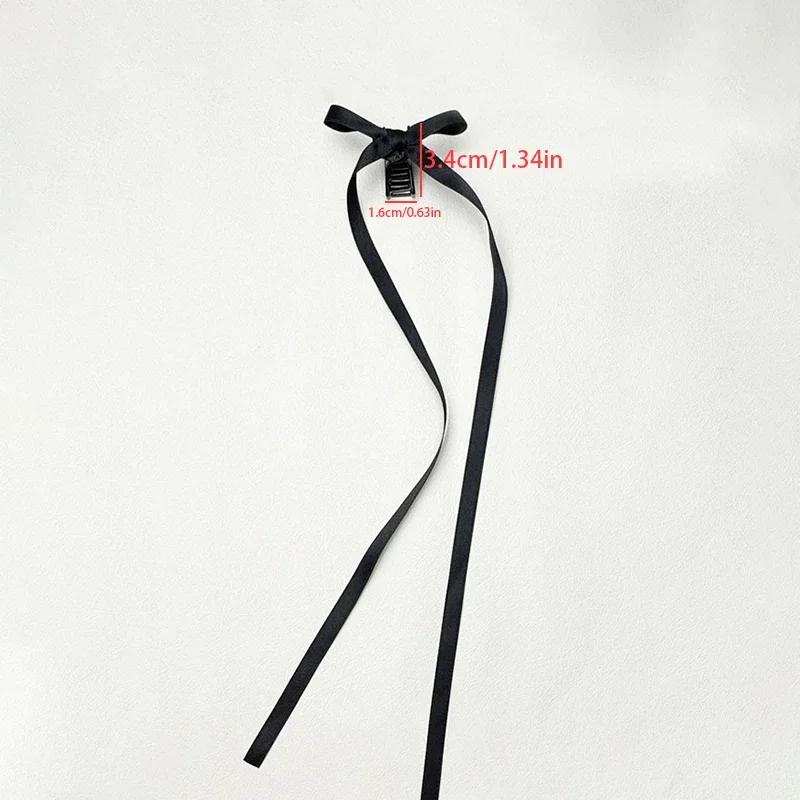 2PC/Set Long Ribbon Bow Hair Clip Fashion Sweet Black Mini Clips Hair Claw Headdress