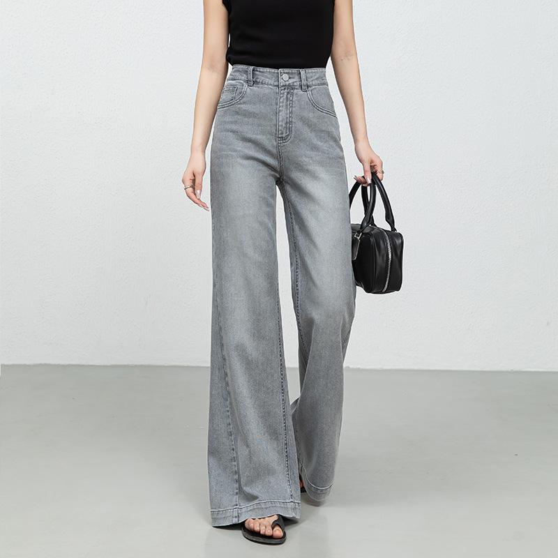 Women's High Rise Flare Jeans Loose Fit Micro Stretch Denim Pants 2026 Summer Slim Floor-Length Bell Bottom Trousers