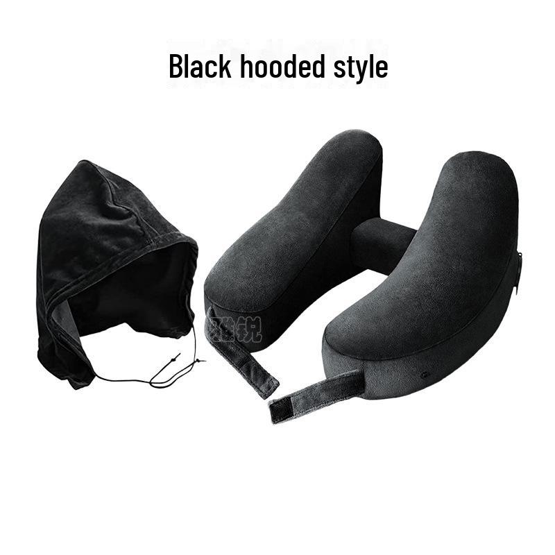 H-Shaped Inflatable Travel Neck Pillow - Portable for Airplane & Train Journeys