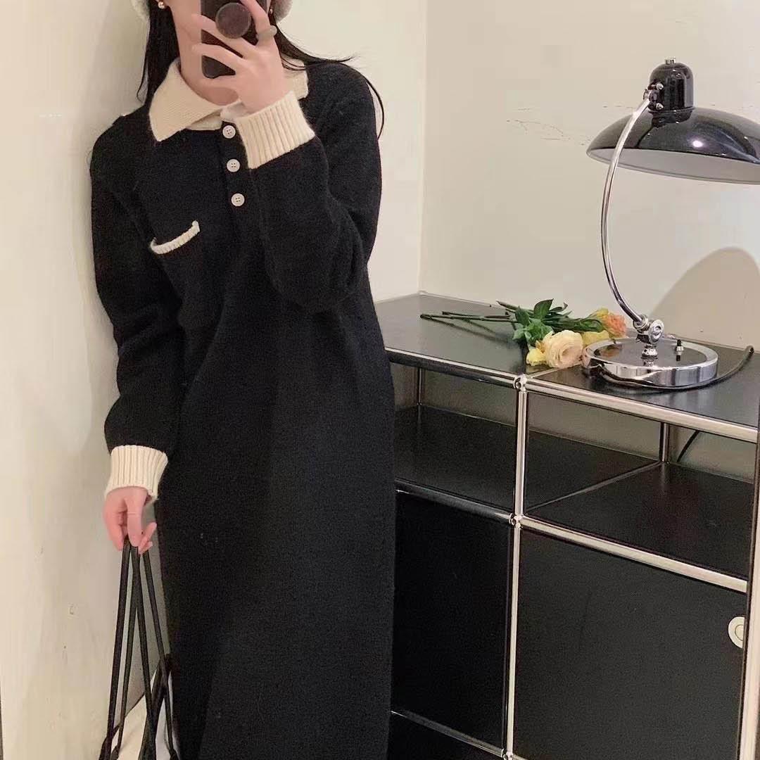 

Пуловер, зимний вязаный свитер, платье для женщин, осенне-зимний повседневный дизайн, свитер с длинными рукавами, женские топы One Size чёрный