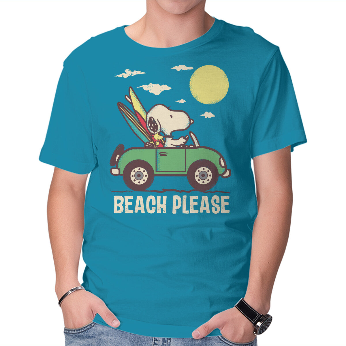 Unisex Crew Neck T-Shirt Beach Please Graphic Short Sleeve Casual Tee M