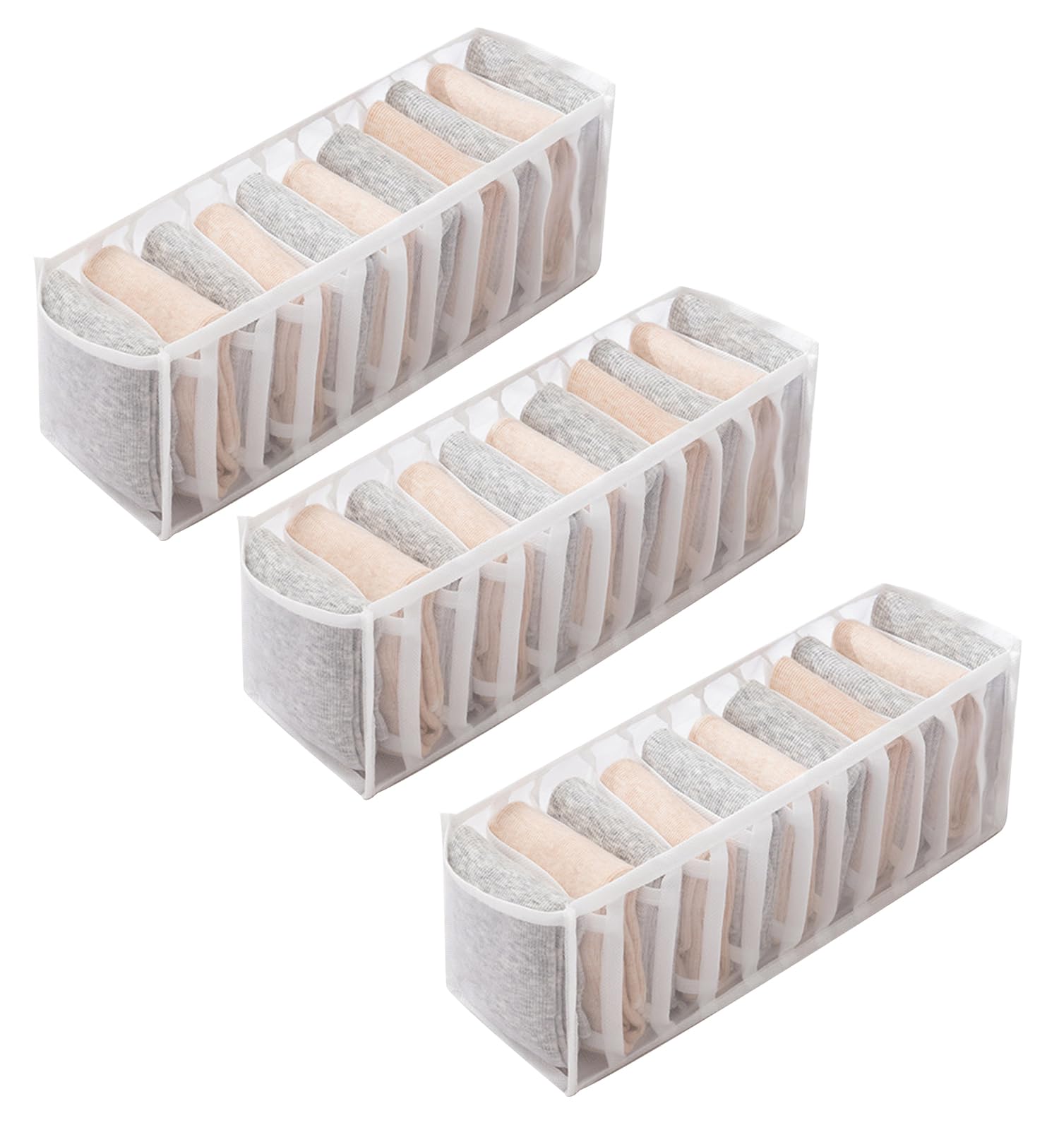 

NYANDELMO ND-0066-R10 Складной органайзер для хранения с 11 отделениями, набор из 3 штук, для одежды, носков и нижнего белья