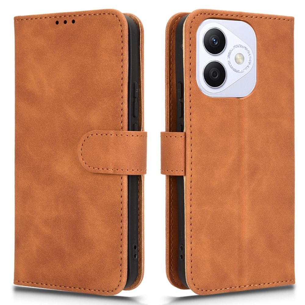 

For Honor X60i 5G Leather Case Skin-Feel Anti-Drop Wallet Flip Phone Cover E