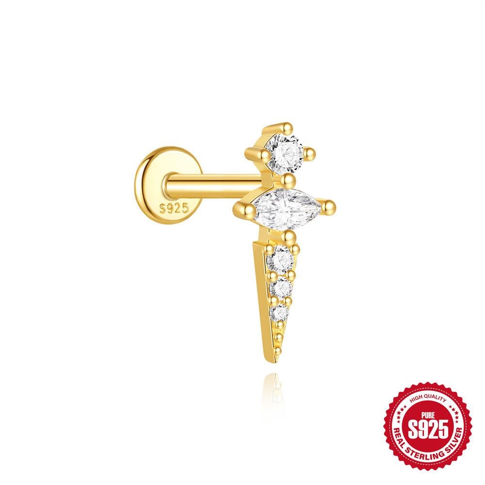 S925 Sterling Silver Horse Eye With Zircon Design Sense, A Simple, Small, Exquisite And Simple Earrings 16G Earrings