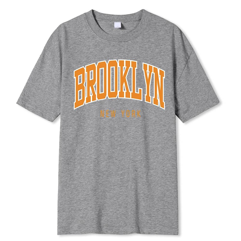 Brooklyn New York Hip Hop Funny Printing Male Tshirt Summer Loose 100% Cotton T Shirt Breathable Shoulder Drop Tee Clothes Man