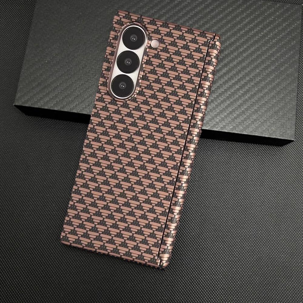 Business Fiber Kevlar Texture Slim Anti-Drop Case For Samsung Galaxy Z Fold 7 6 5 Hidden Magnetic Charging Protector Cover Funda