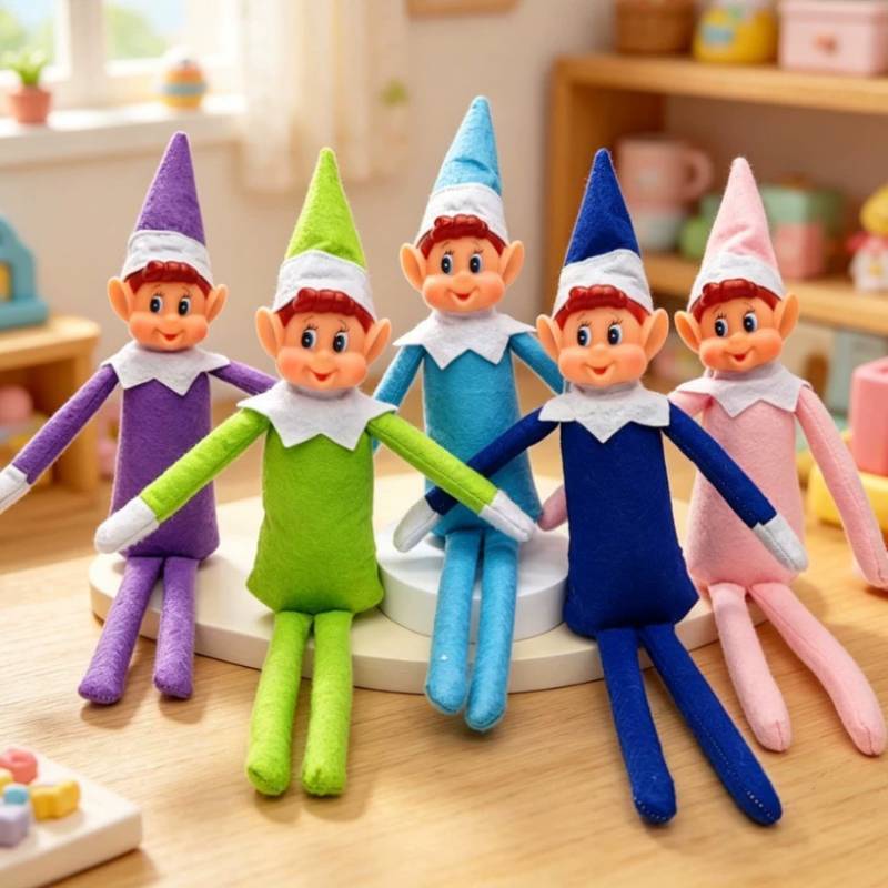 Elf pe raft Elful Crăciunului Păpușă Decor Figurină din Fetru Pentru Expoziție de Sărbători