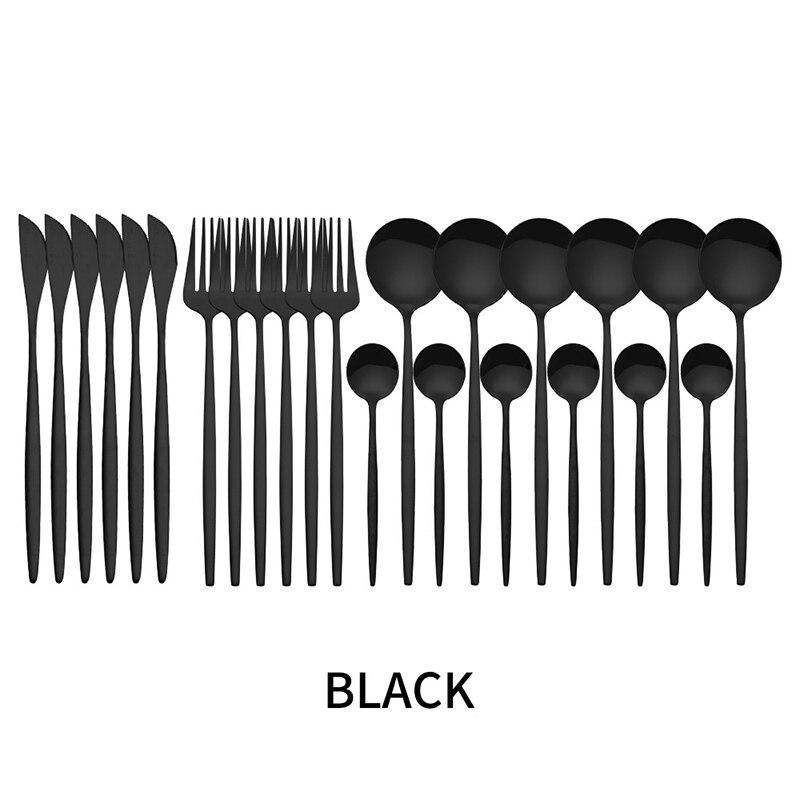 24pcs Gold Dinnerware Set Stainless Steel Cutlery Set Knife Fork Spoon Tableware Set Kitchen Flatware Set Dishwasher Safe