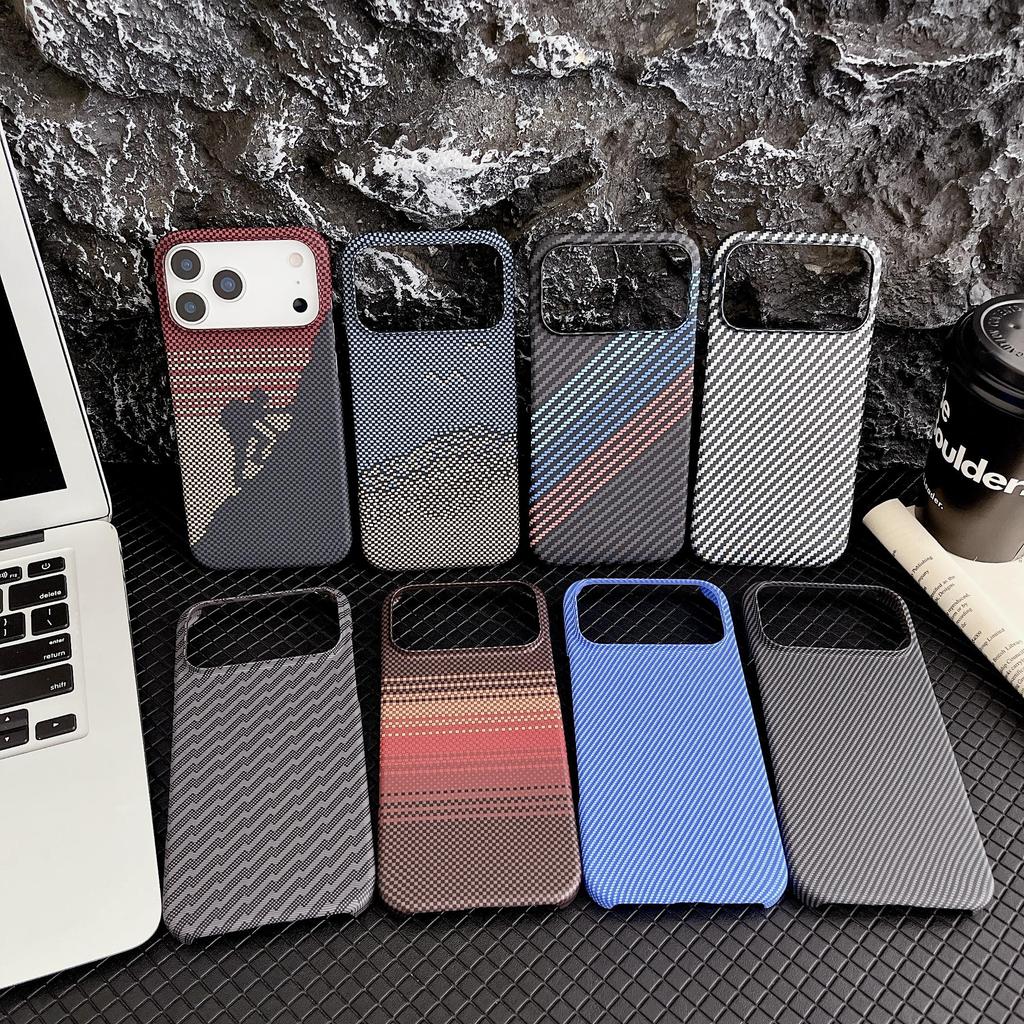 Luxury Half Carbon Fiber Protection Bumper Phone Case For iPhone 17 Air 16 15 PM 14 Plus 13 12 Pro Max 11 Hard PC Colorful Shockproof Protective Cover