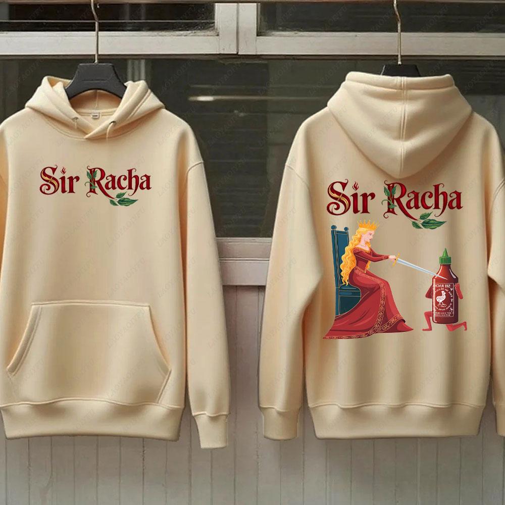 Sir Racha Man Woman 2 SidedHoodies Sri Racha Medieval Art Pullover Sriracha Fan Merch Retro Medieval Graphic Sweatshirt Hoodie