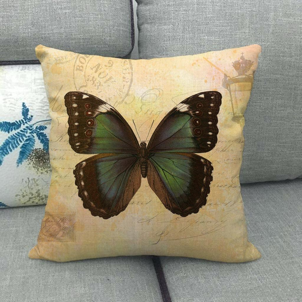 Butterfly Colorful Cartoon Insect Animal Digital Printing Short Plush Pillow Covers For Car Sofa Office Cushion Cover Home Goods