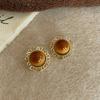 Tiger Eye Stone Earrings Alloy High End Ear Accessories Maillard Earrings Light Luxury Light Luxury Earrings For Gifts Daily