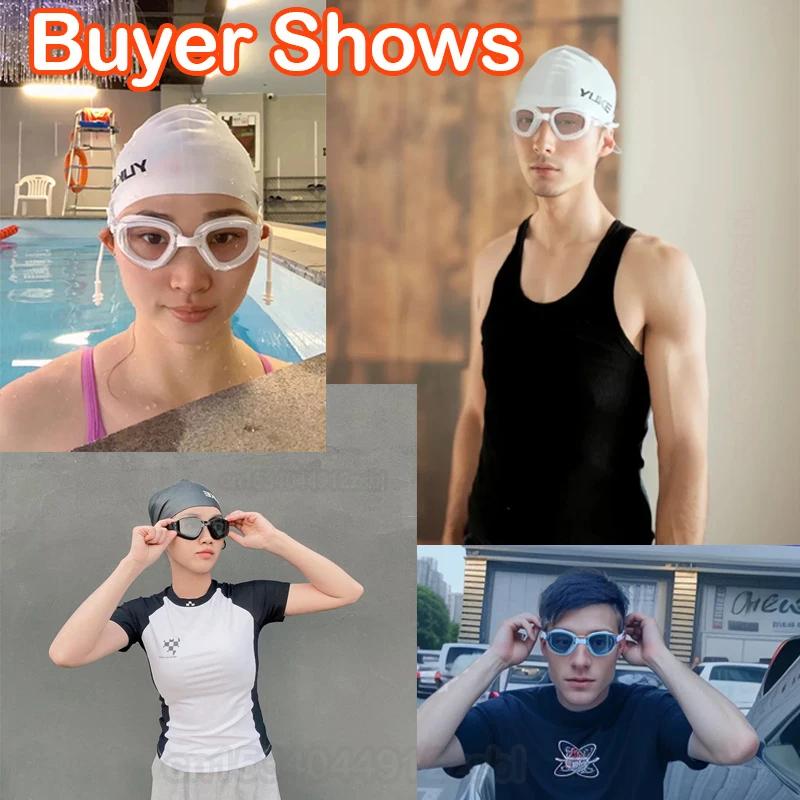 Adult Swim Goggle Cap Unisex HD Anti-fog Swimming Goggle Set Waterproof Silicone Swim Glasses with Earplugs Anti-UV Swim Eyewear