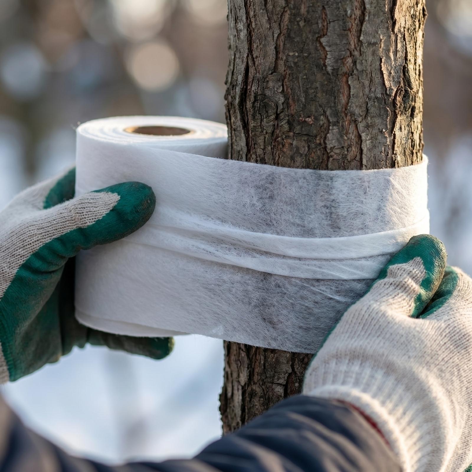 Non Woven Fabric Tree Wrap Roll for Trunk Protection Winter Frost Prevention Garden Landscaping Plant Care Tree Wrap Tape One Size белый