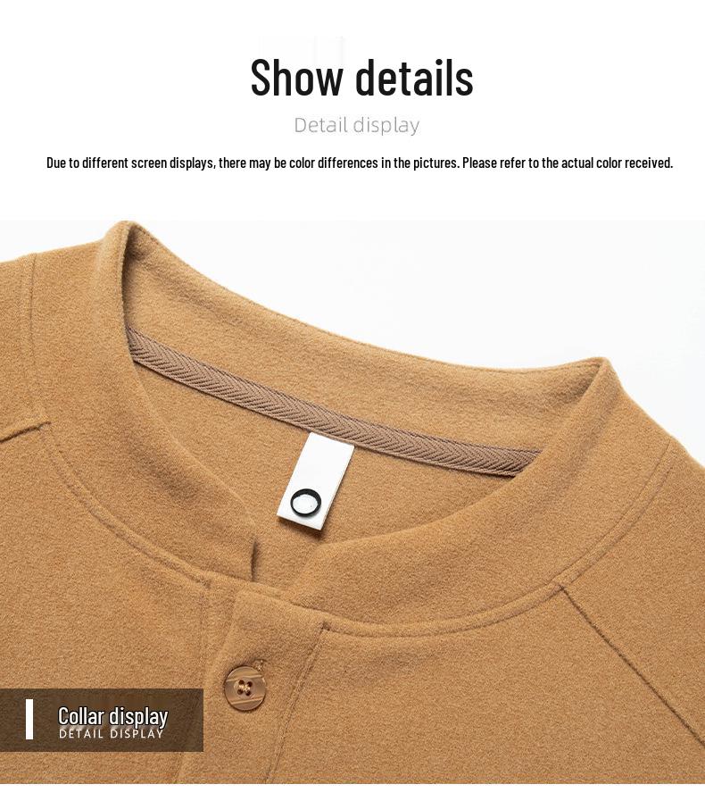 Men's Double-Sided German Fleece Stand Collar Pullover - Warm Long-Sleeve Casual Sweatshirt for Autumn and Winter